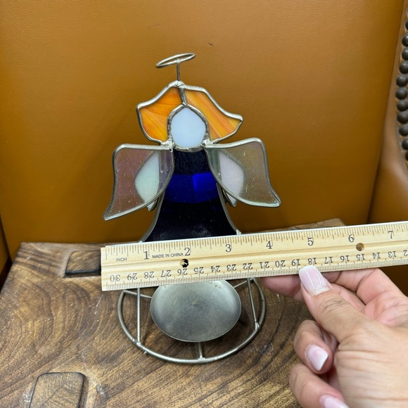 Vintage Stained Glass Singing Angel Votive Candle Holder - Picture 7 of 7